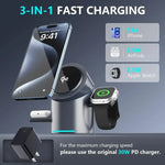 Qi2 Magnetic Wireless Charging Stand – 3-in-1 Fast Charger